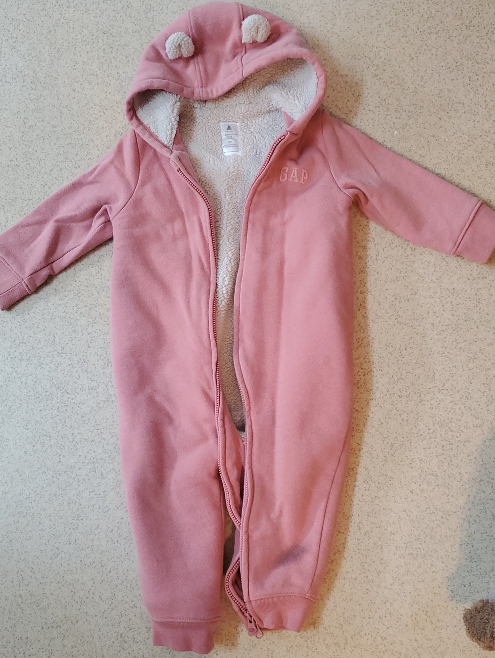 GAP Dusty Pink Sherpa-Lined Hooded One-Piece